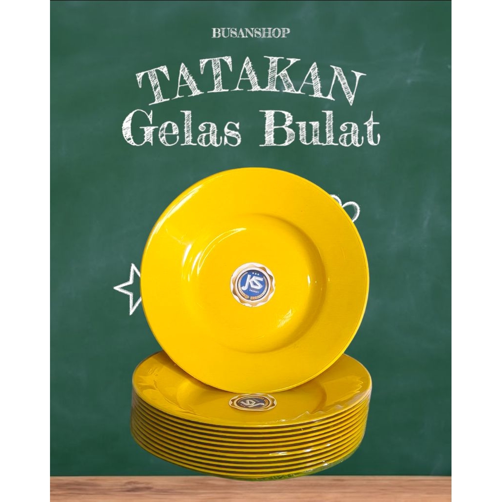 LEPEK BULAT | TATAKAN GELAS PLASTIK 12 PCS (1 LUSIN) WARNA KUNING