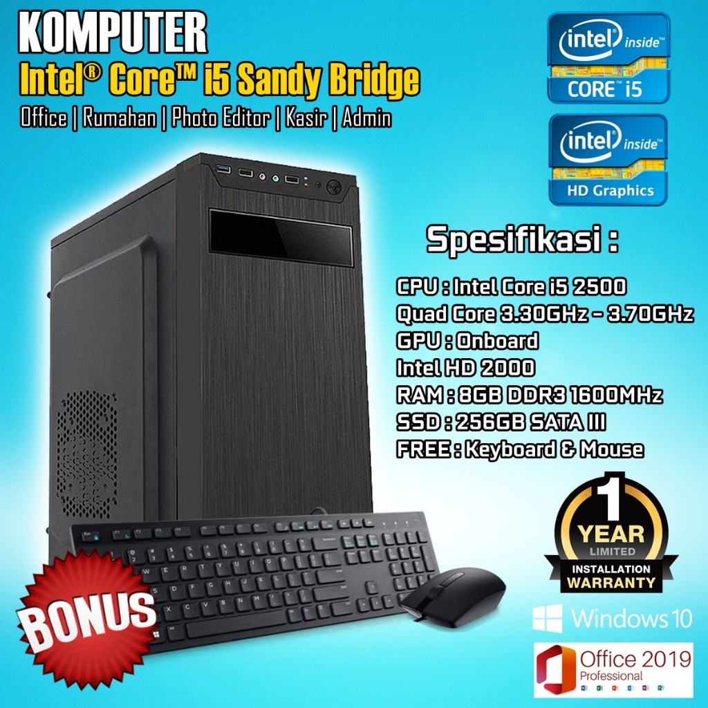 KOMPUTER PC intel Core i5 2500 RAM 8Gb RAKITAN