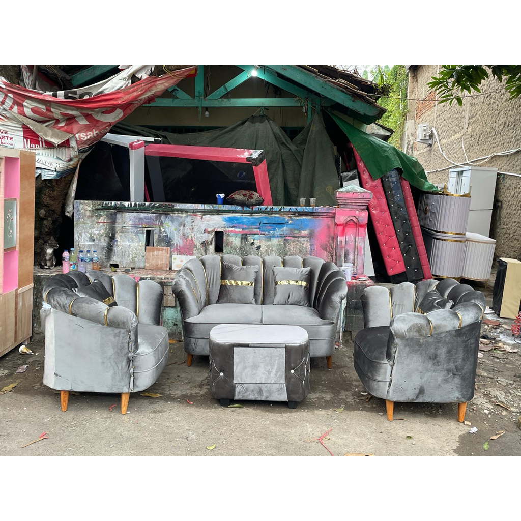 SOFA KERANG full busa bahan foxy / SOFA RUANG TAMU MURAH