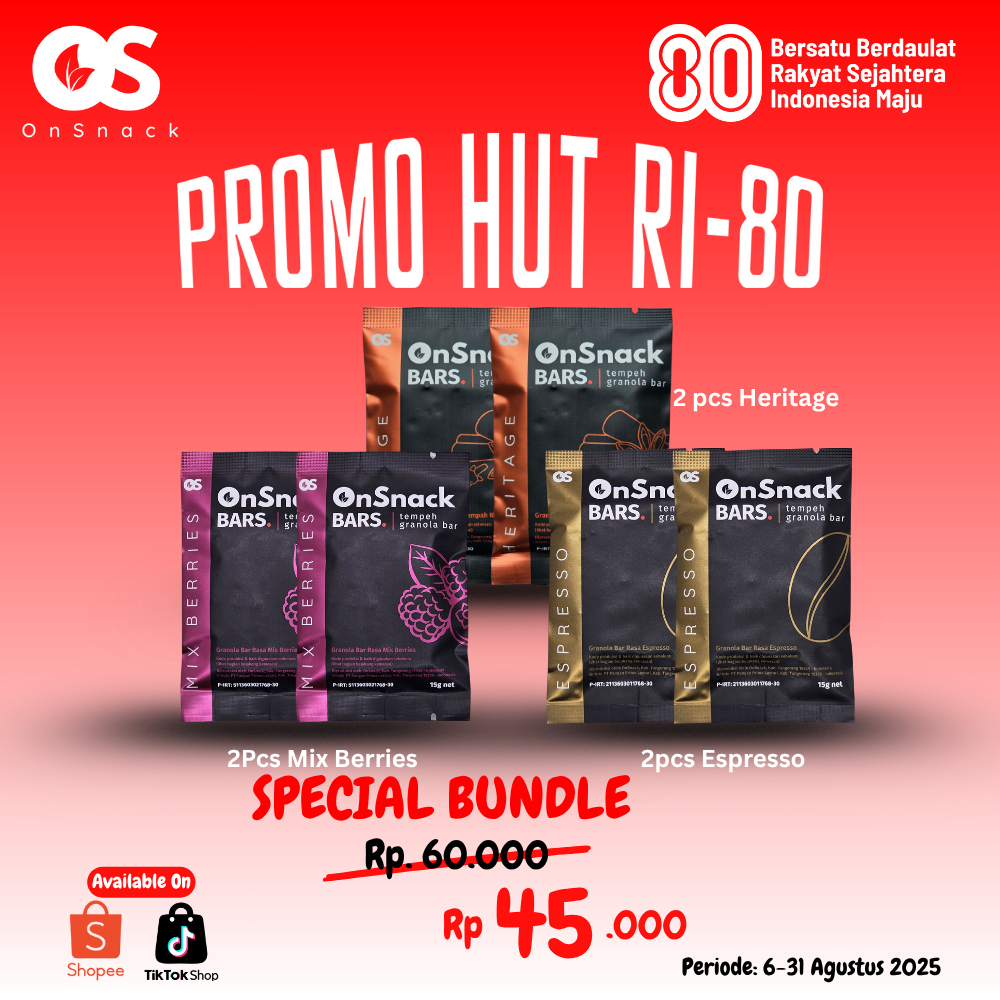 

Special Bundle 2 | 6pcs OnSnack Bars (2pcs Mix Berries + 2pcs Espresso + 2pcs Heritage)