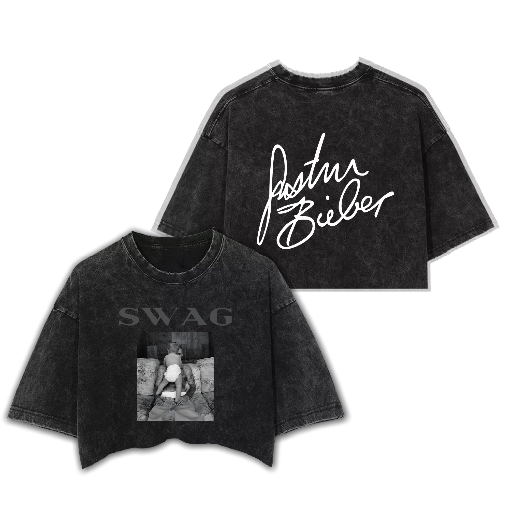 Fiego JUSTIN BIEBER SWAG 1 | Premium All Size Crop Top | Stonewash Crop