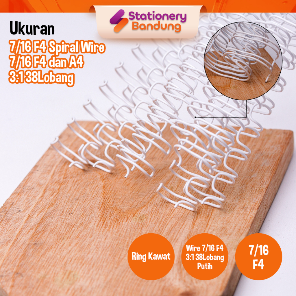 

Ring Kawat Spiral Jilid 7/16 F4 Spiral Wire 7/16 F4 dan A4 3:1 38Lobang