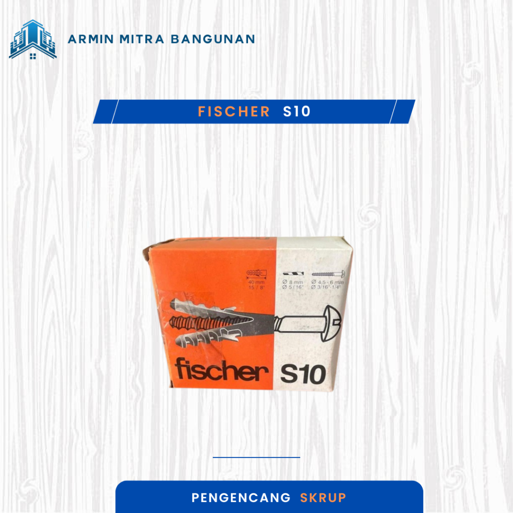 FISCHER S10 PENGENCANG SKRUP – FISHER S10 DOWEL PLASTIK DUDUKAN BAUT DINDING BETON DAN TEMBOK
