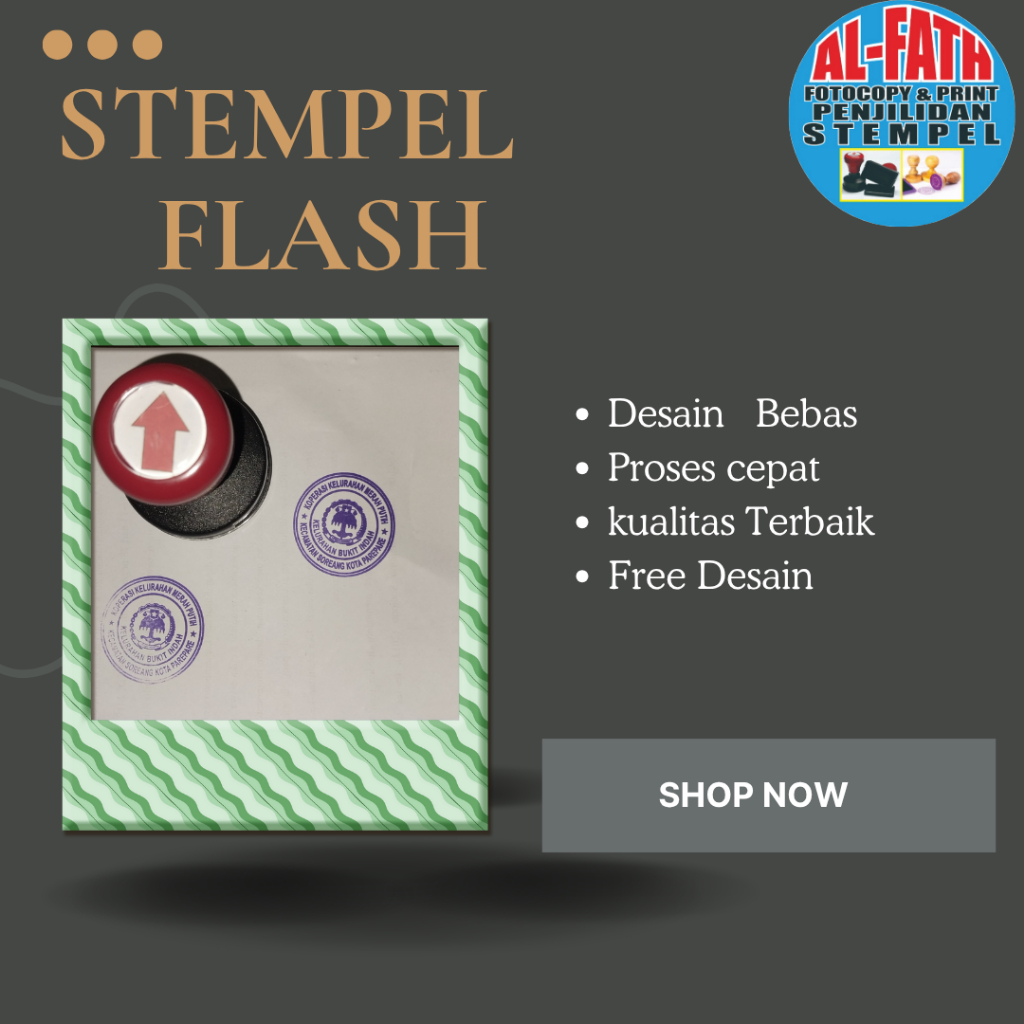 

STEMPEL FLASH PROSES CEPAT FREE DESAIN