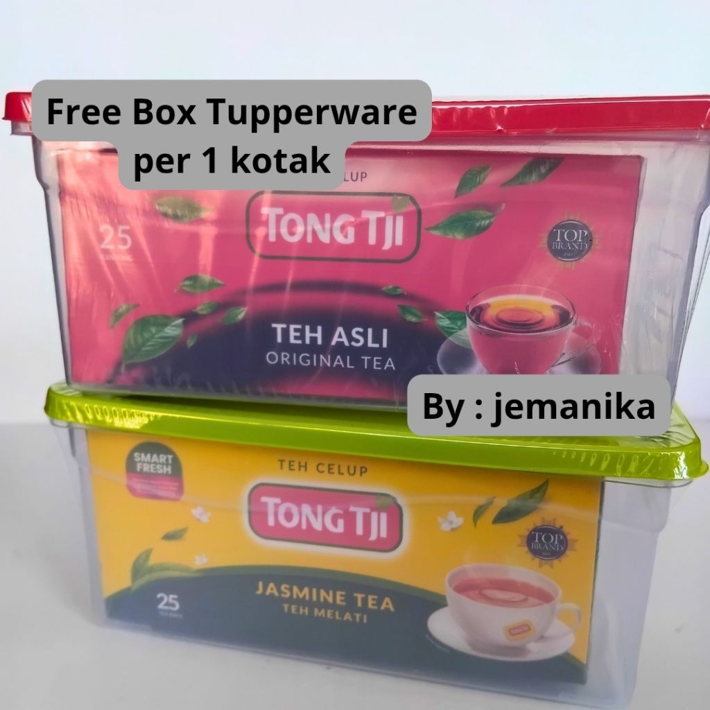 

[FREE CANISTER FREE TOPLES WADAH TUPPERWARE] Teh Tongtji Jasmine Tea Blacktea Teh Tong Tji Celup