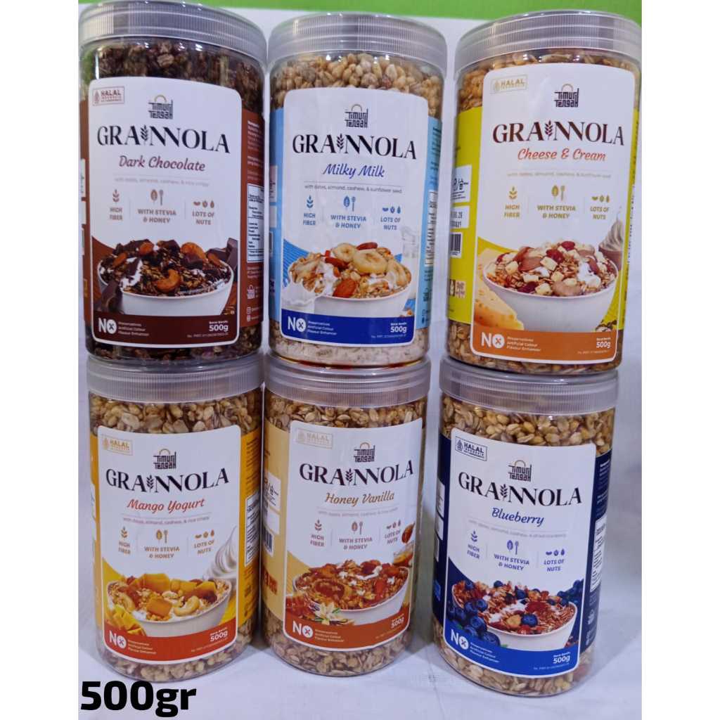 

Timur Tengah Grainnola 500 gr Granola Cemilan Sehat , Oatmeal With Almond & Mete, Sereal Sarapan Sehat Rendah Kalori Termurah