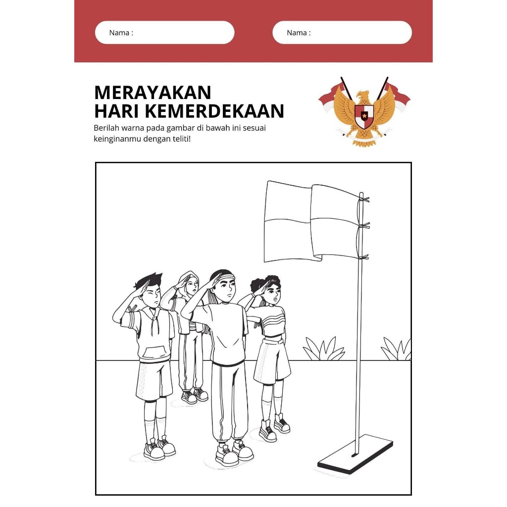 

10 lembar Sketsa mewarnai tema kemerdekaan HUT RI 17 agustus