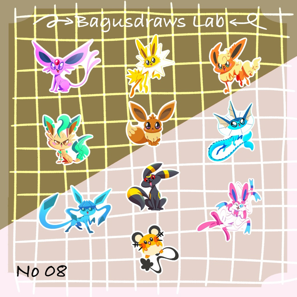 

Sticker Pokemon Pack No 8 Die cut Eeveelution