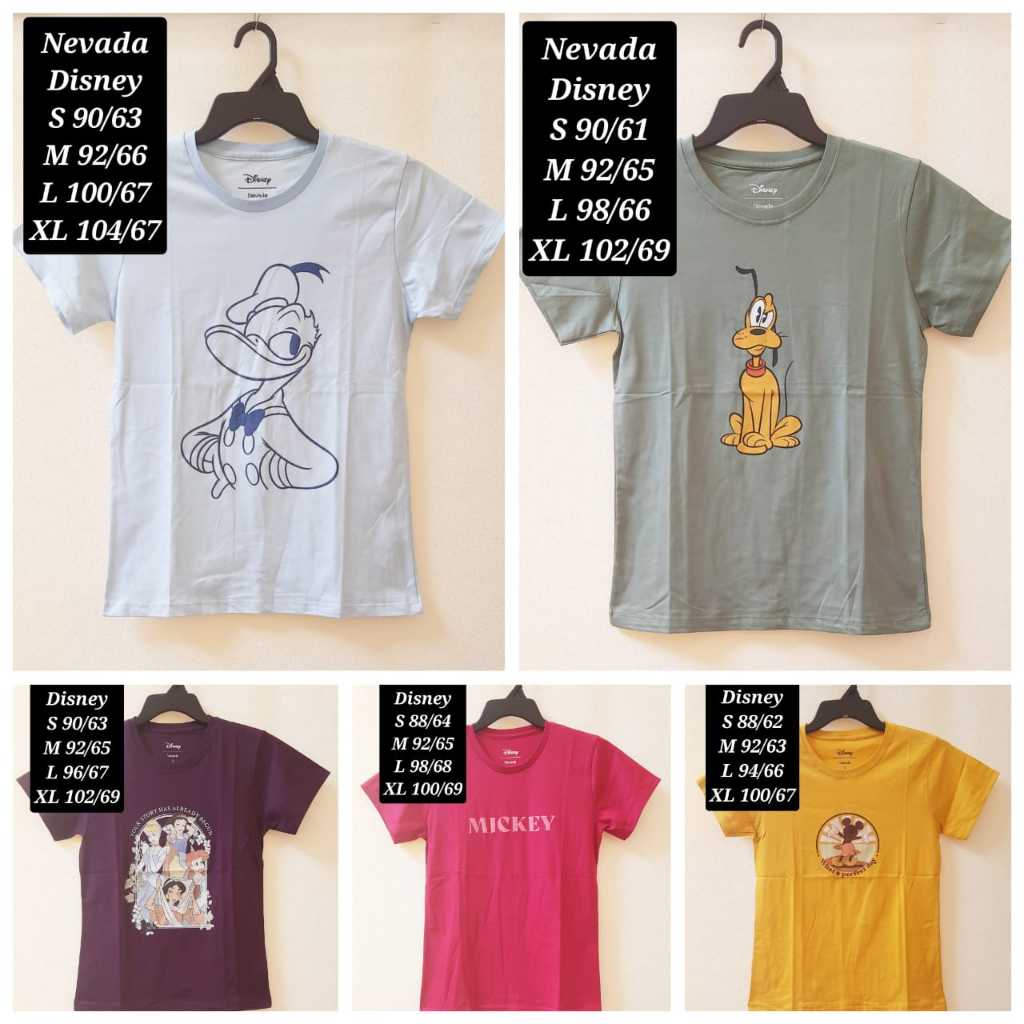 Baju Matahari Kaos Nevada x Disney Wanita / cewek Dewasa Lengan Pendek original branded matahari mur