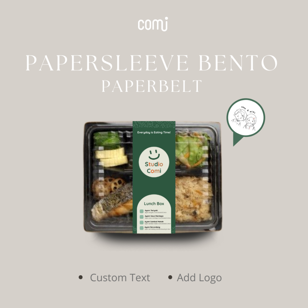 

Paperbelt Custom - Kertas Label Bento - Sleeve Bento Thinwall - Paper Sleeve - Paperbelt Kemasan