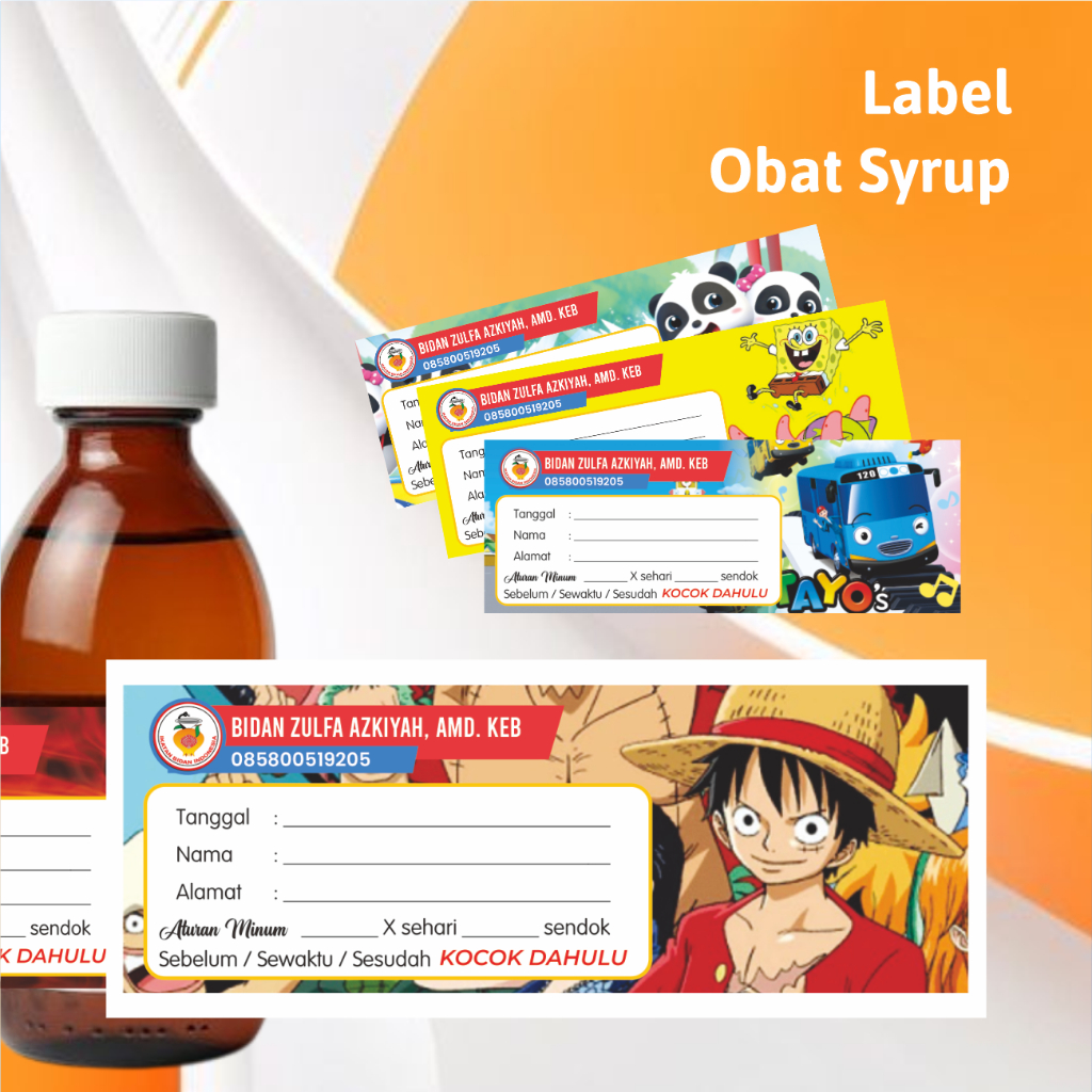 

Label obat syrup / Etiket obat syrup / Stiker label obat / Stiker label obat sirup (STIKER DOF) Isi 100 lbr