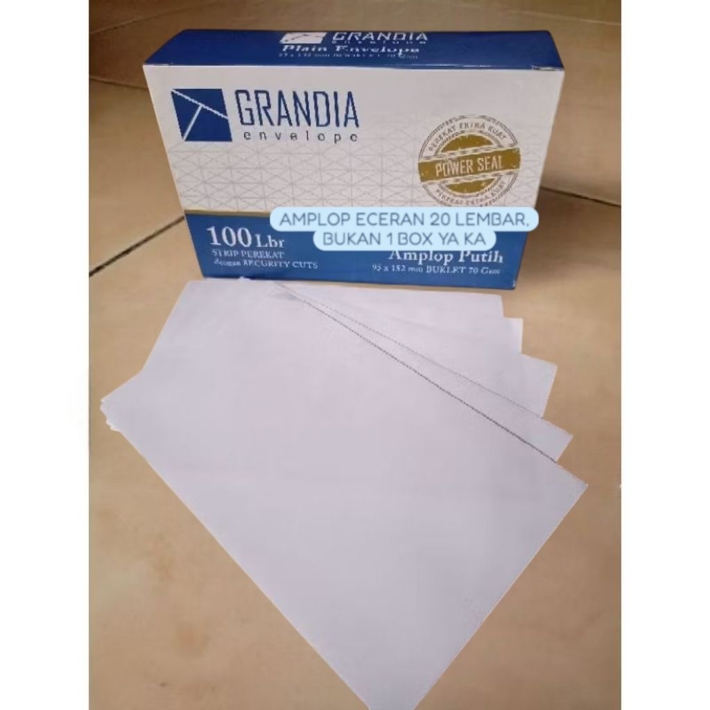

AMPLOP ECERAN 20 LEMBAR, PUTIH POLOS GRANDIA UKURAN SEDANG ECERAN /20 LEMBAR
