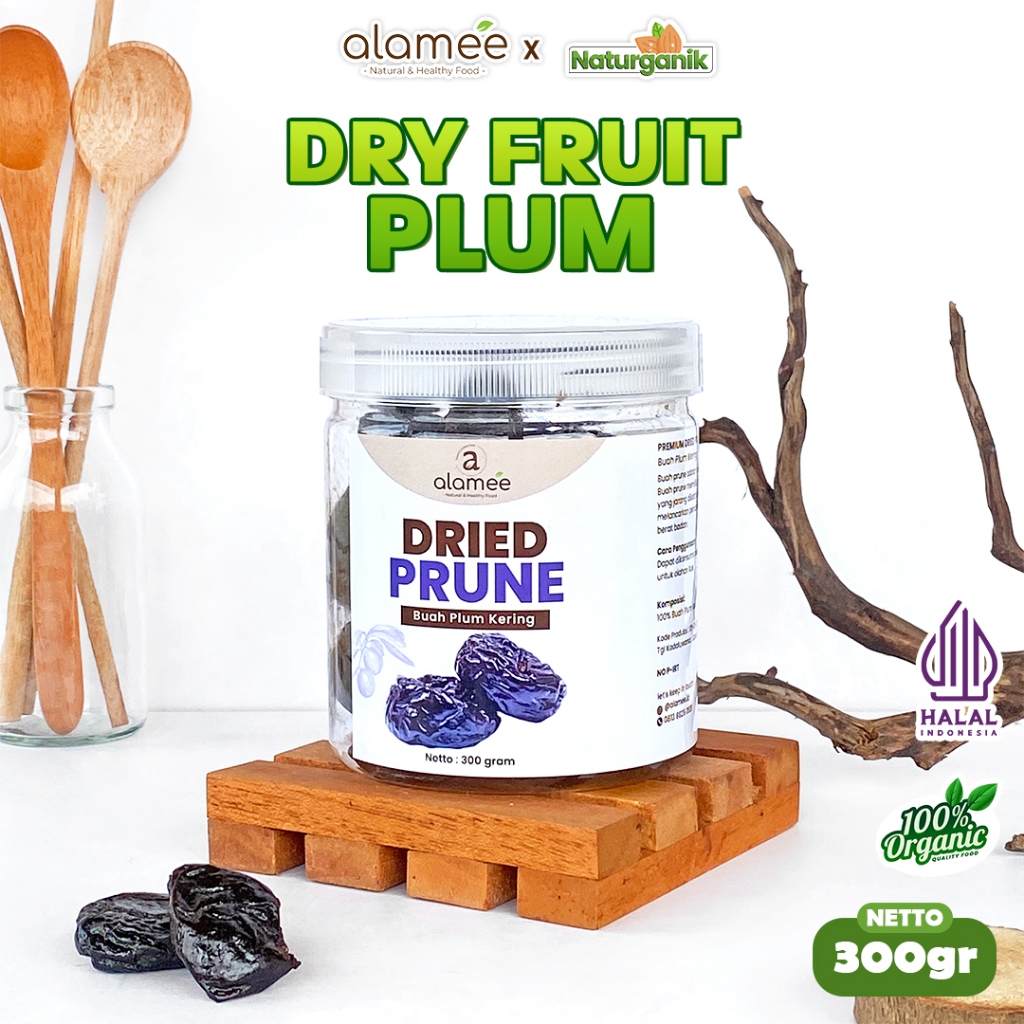 

ALAMEE Dried Prune Cemilan Buah Kering Sehat Buah Plum Kering Rendah Kalori Tanpa Biji PREMIUM 300gr Naturganik