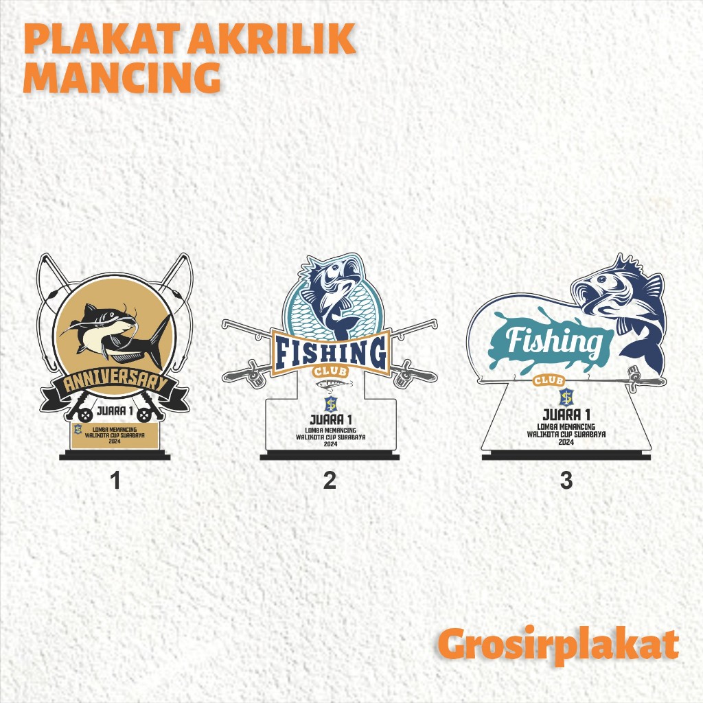 Trophy Akrilik/Plakat Akrilik/Piala Akrilik Mancing Mania / Trophy Akrilik Custom Mancing