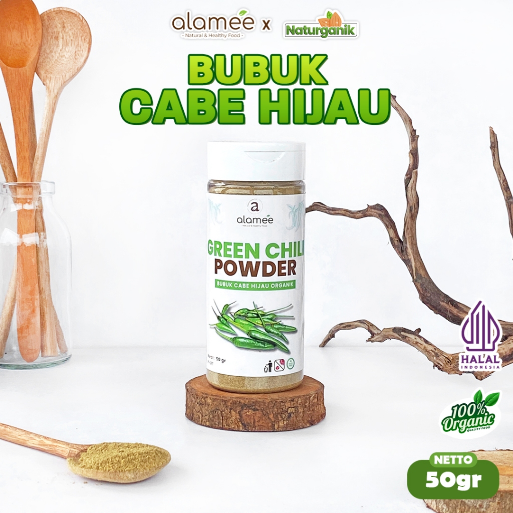 

ALAMEE Bubuk Cabe Hijau Green Chili Seasoning Powder Bumbu Masakan Dapur Murni Tampa 50gr Naturganik
