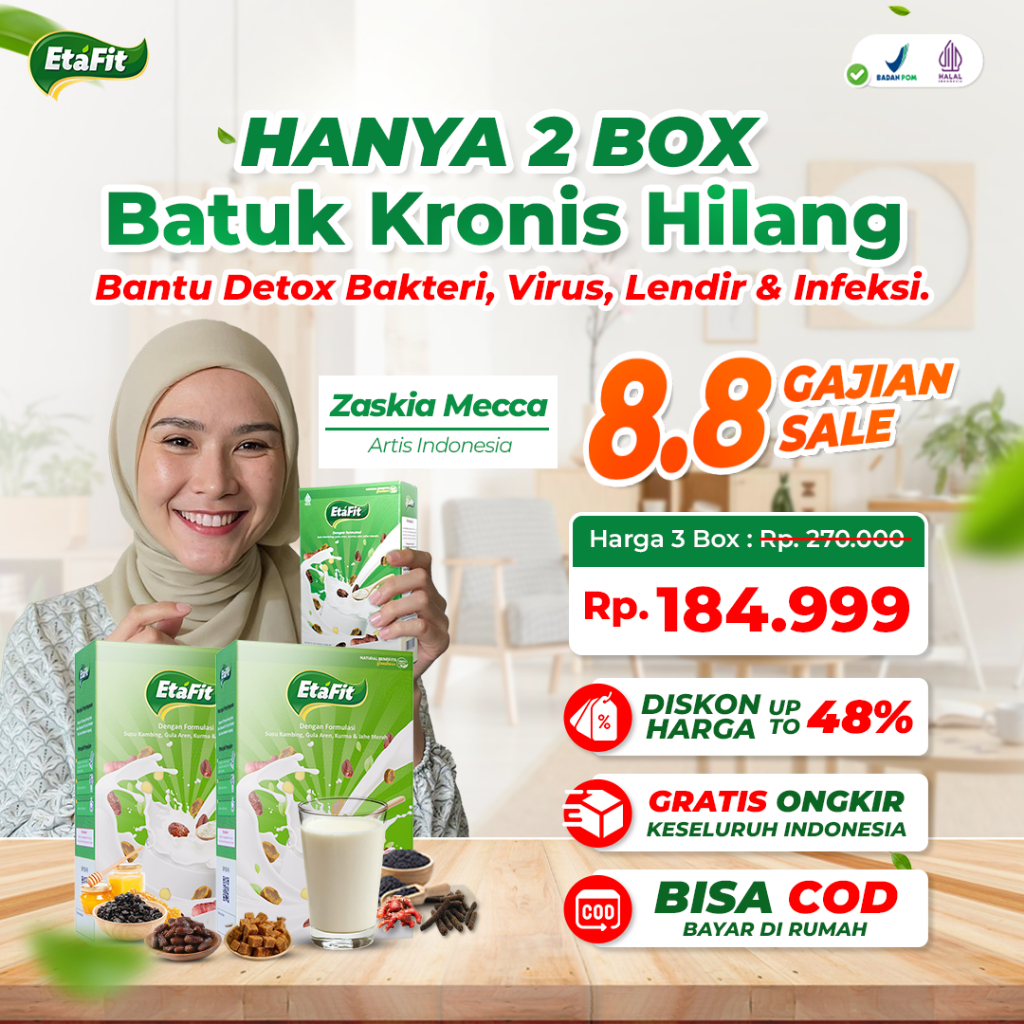 

ETAFIT Sembuhkan Batuk Kronis Berdahak Kering & Menahun - Susu Kambing Etawa + 8 Bahan Alami Premium