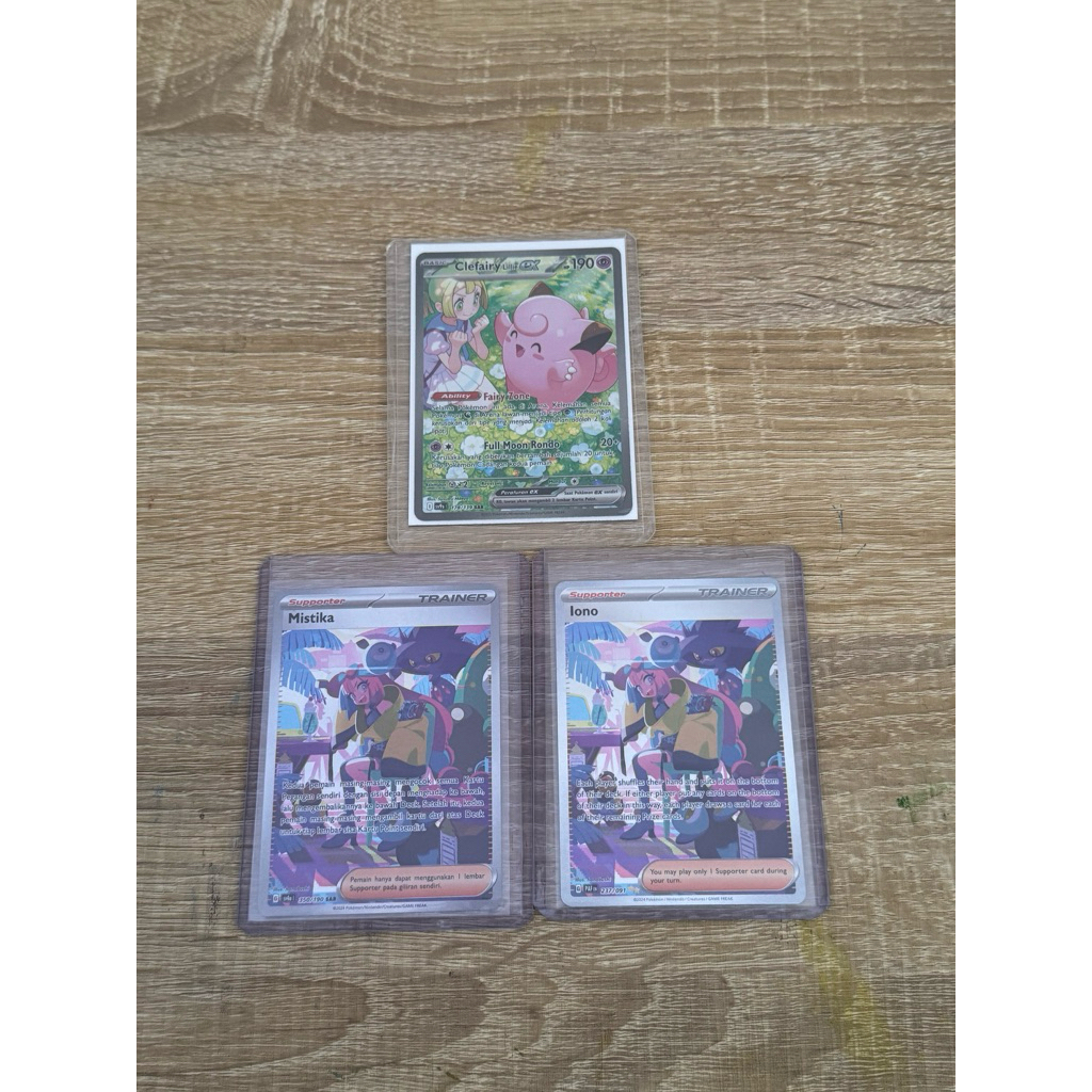 3 pcs lono,mistika&clefairy sar kartu pokemon tcg indonesia dan inggris