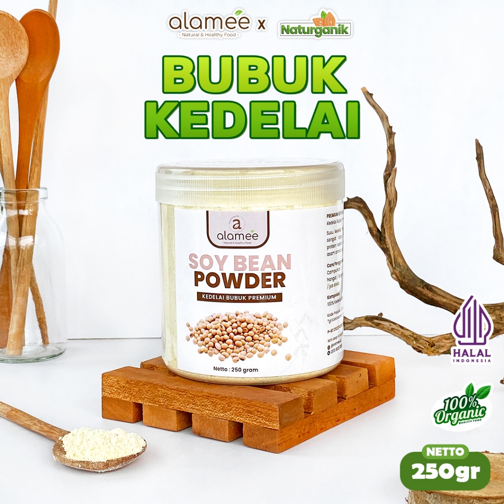 

ALAMEE Soy Milk Bean Powder Bubuk Susu Kacang Kedelai Tinggi Protein Tanpa Gula 250gr Naturganik