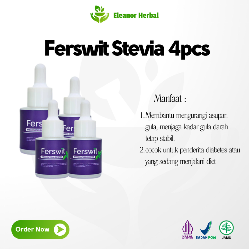 

PROMO 4 PCS FERSWIT - Gula Tetes Stevia 100% Asli sebagai Pemanis Alami