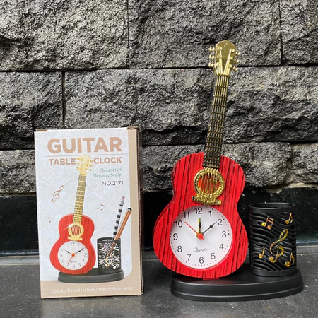 Jam Weker Beker Vintage Model Gitar/Jam Beker Tempat Pensil Unik