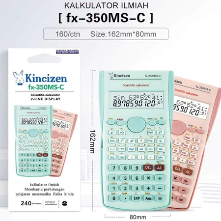 

Kalkulator Kincizen Scientific FX-350MS-C Calculator Ilmiah Kuliah sekolah 2 line display Pink Biru