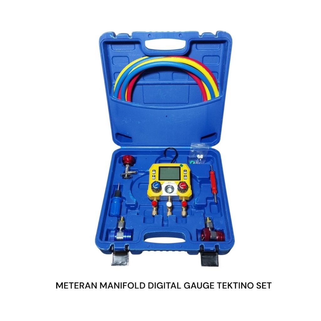 METERAN MANIFOLD DIGITAL GAUGE MANIFOLD FREON SET KOMPLIT MERK TEKTINO METERAN AC MOBIL