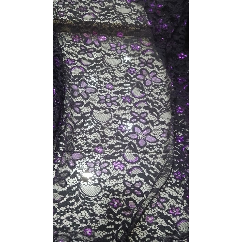 [0,50] Brokat Gliter Ungu | Bahan Kebaya | Brokat Kebaya