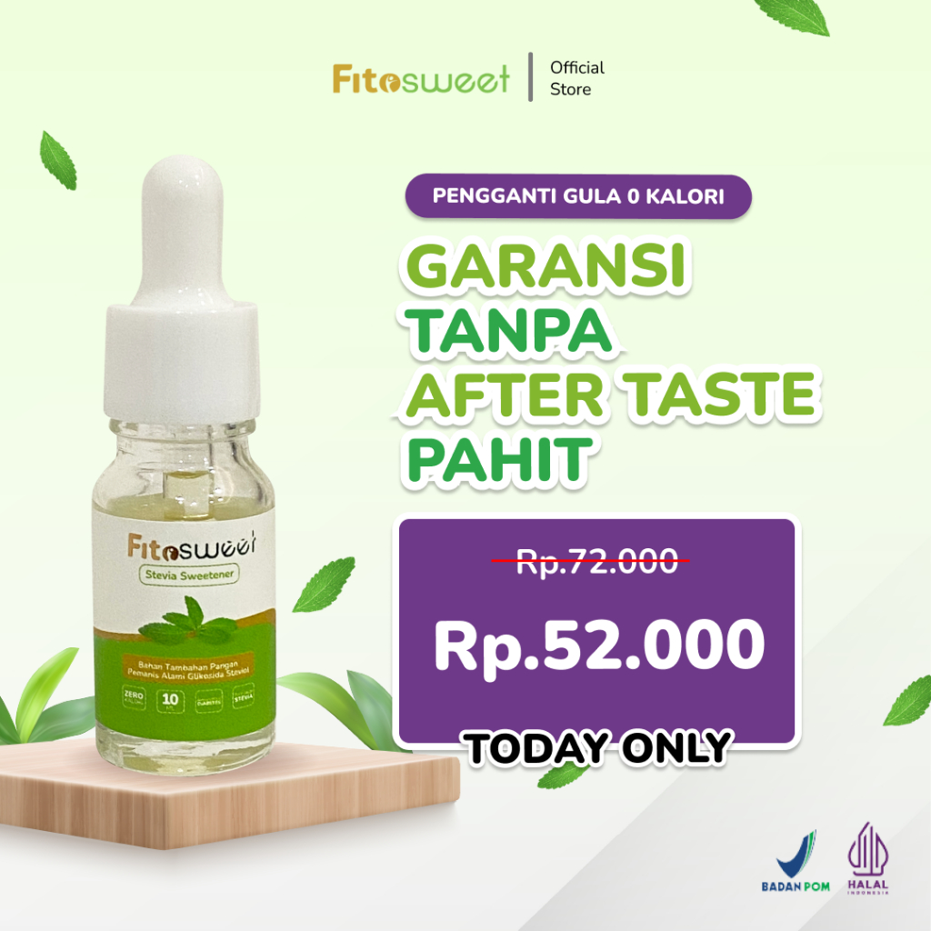 

Fitosweet Stevia Liquid Sweet No Wories Gula 0 Calorie Pemanis Gula Cair Sweetener Herbal Alami