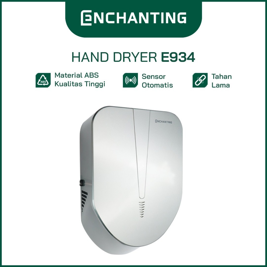 ENCHANTING Automatic Hand Dryer Pengering Tangan Kamar Mandi Sensor otomatis Material ABS Grey Abu-A