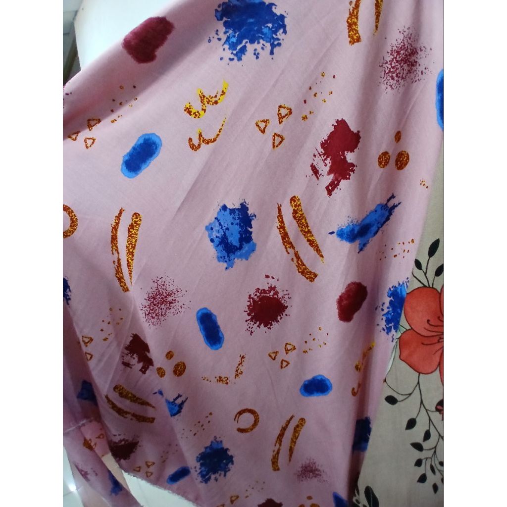 Kain/Bahan Katun rayon motif kwalitas premium//Bahan katun rayon motif meteran(R26)