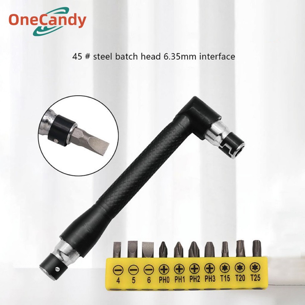 Obeng L Siku + 10 pcs Mata Obeng SET Gagang Double Ended Sambungan / Kepala Soket Obeng L Shaped Ada