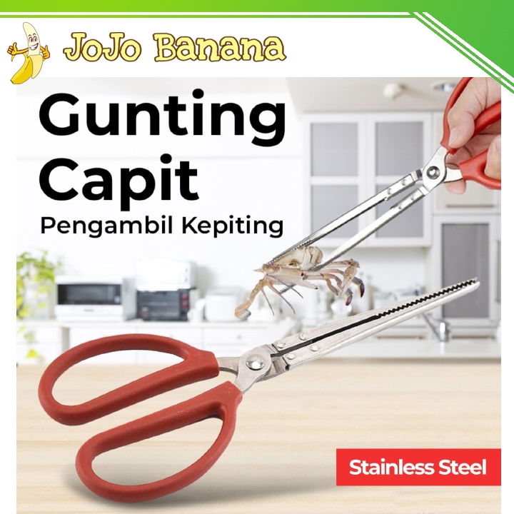 HOUSEEN Crab Tongs Gunting Capit Pengambil Kepiting Flat & Curve Capit Lobster Keong Gurita Sosis - 