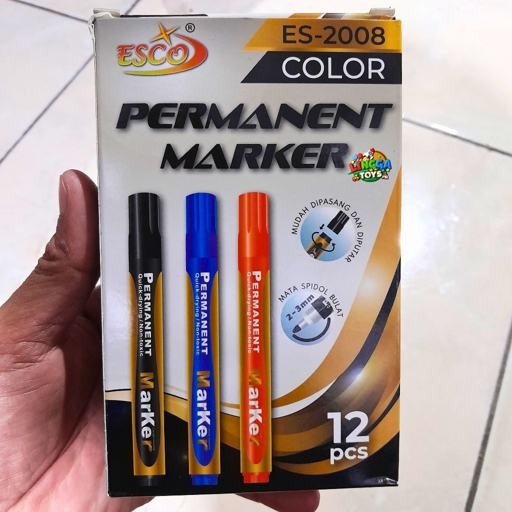 

Spidol Permanent Marker Escco E-2008 warna hitam