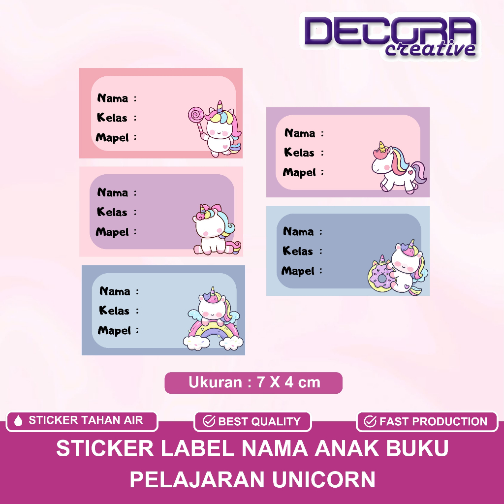

STICKER LABEL BUKU NAMA MAPEL | LABEL BUKU PELAJARAN UNICORN BAHAN CROMO