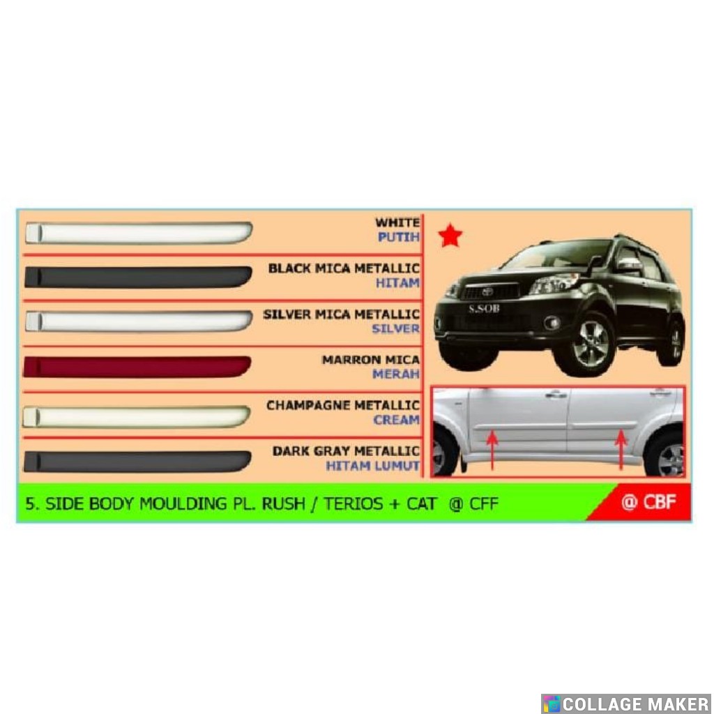 list body samping all new rush/terios