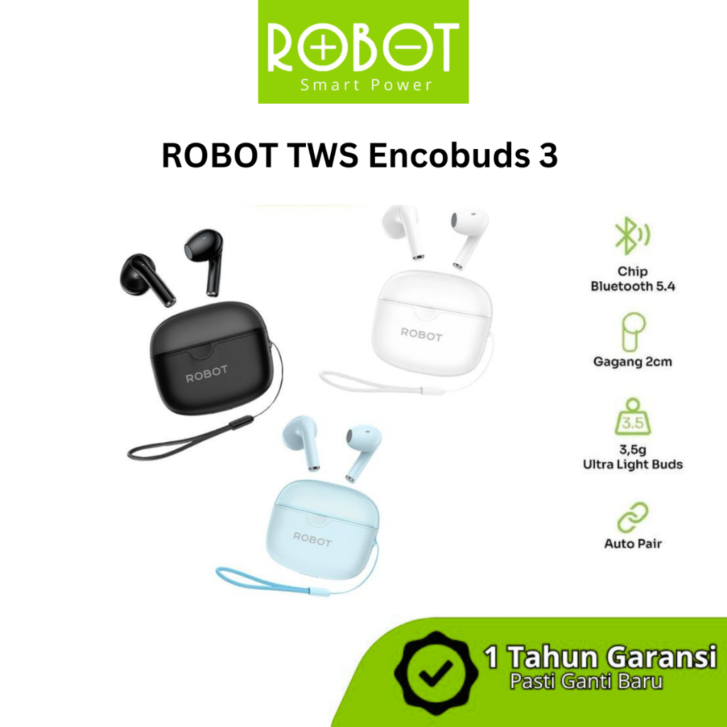 Robot Encobuds 3 TWS Earphones Bluetooth 6.0 Headset Wireless Original
