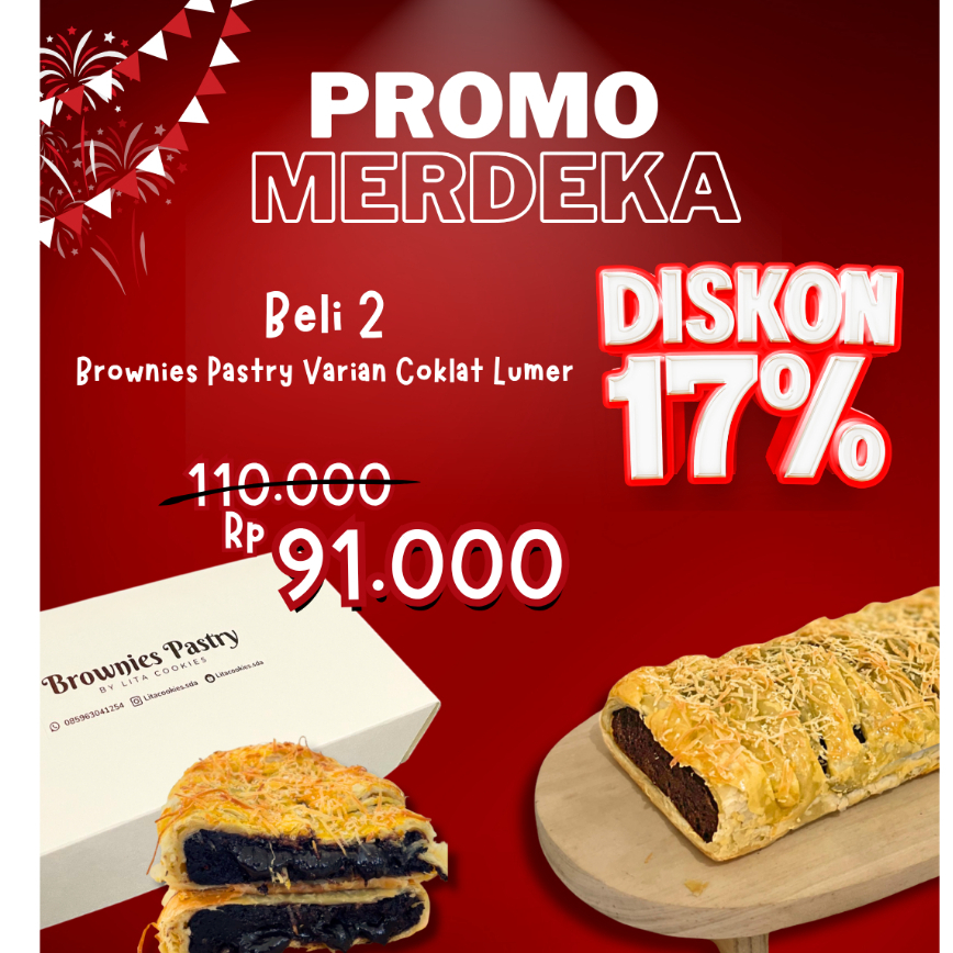 

PROMO MERDEKA 2 BROWNIES PASTRY COKLAT LUMER