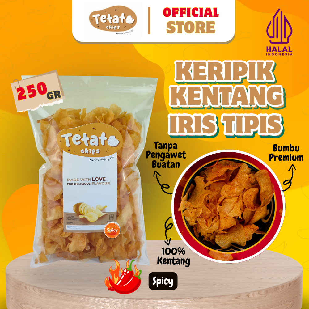 

Kripik Kentang 250g Pedas Level Tetato Snack Siap Saji Tahan Lama Termurah Tetato Chips