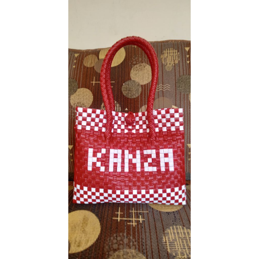 Tas Anyaman Plastik Jali-Jali Request Nama Size XS Dan Size S