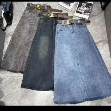 Kimbab 158 Rok jeans wanita panjang import Bangkok model style korean  hijab Skirt Jeans Import Bang