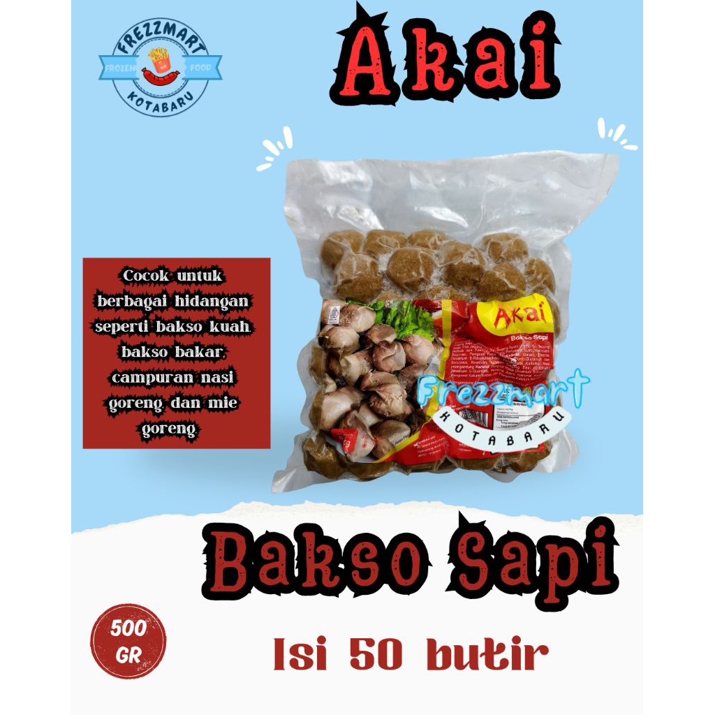 

Bakso Sapi Akai 500 GR Isi 50 Butir Frezzmart Kotabaru