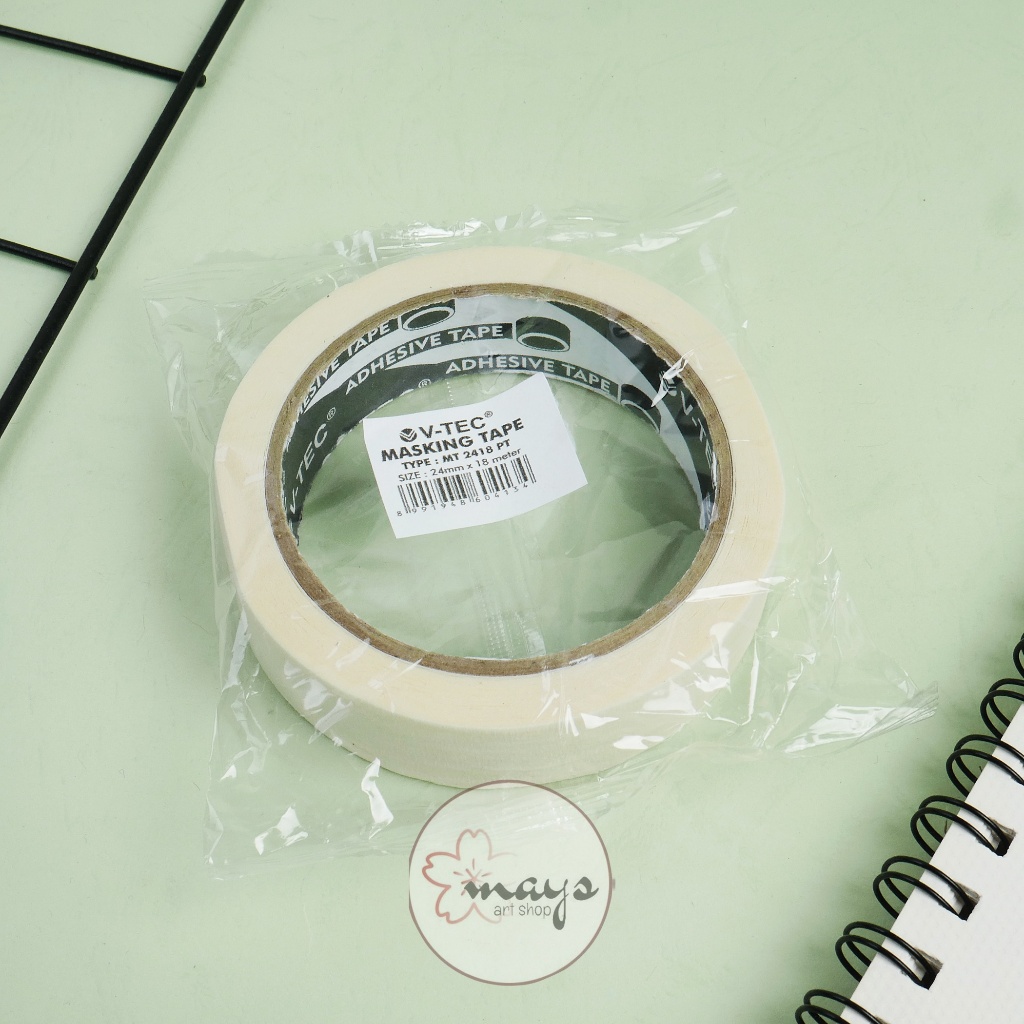 

V-Tec Masking Tape 24mm 1 inch" - Solasi Selotip Solatip Lakban Kertas 12 24 mm x 20 Yard 1/2 inch