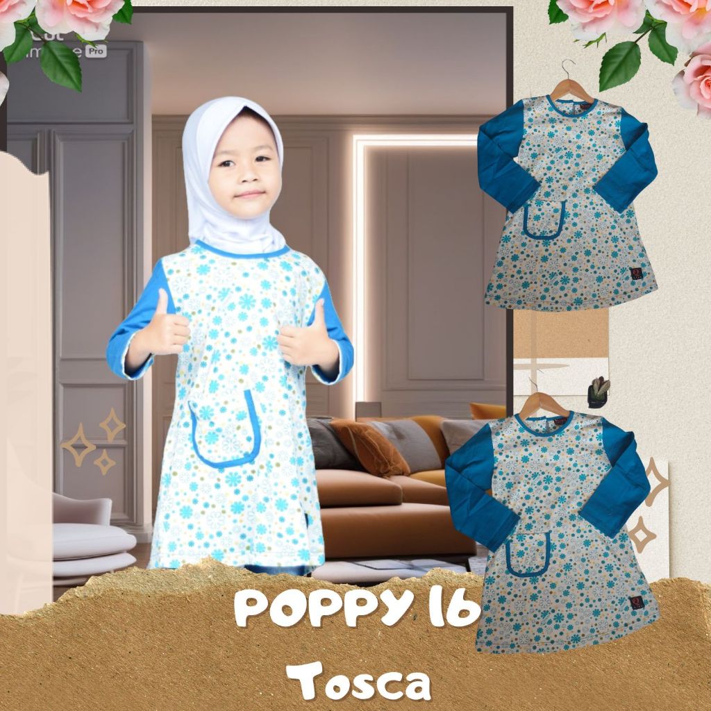 BAJU ATASAN  KAOS  ANAK BLUS QIRANI POPPY 16 BIRU TOSCA