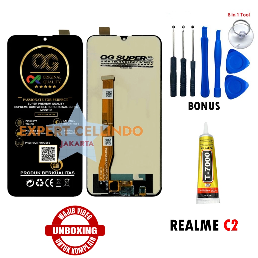 LCD Touchscreen Realme C2 Fullset – Layar Sentuh HP Realme C2  / OG SUPER