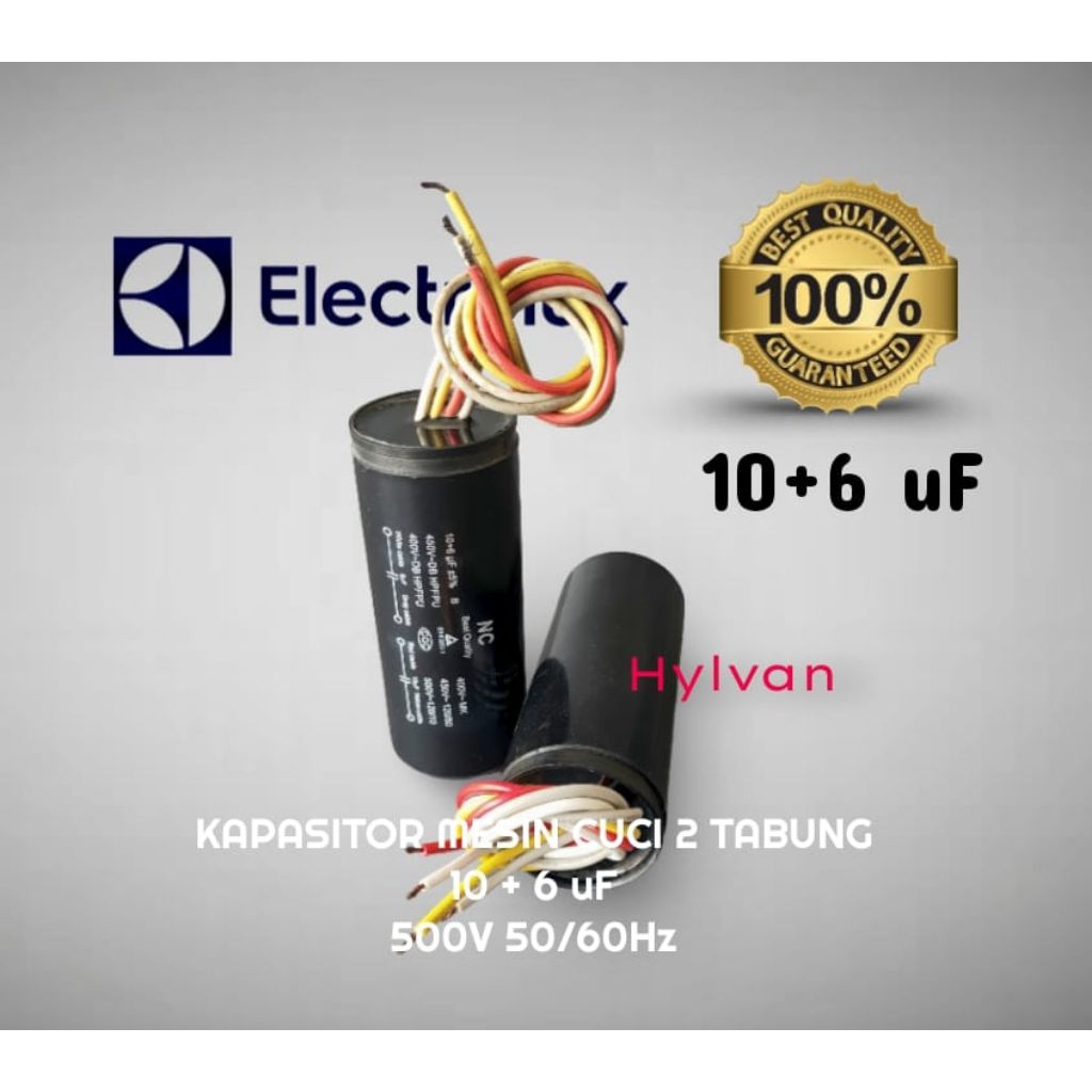 KAPASITOR MESIN CUCI 2 TABUNG 10+6uf ELECTROLUX