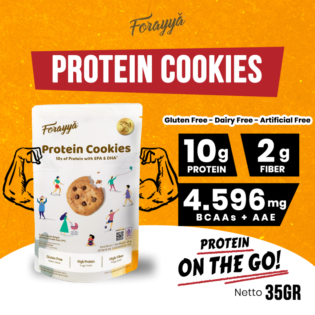 

Protein Cookies Forayya 35g - Healthy Snack High Protein Gluten Free Cemilan Workout Fitness