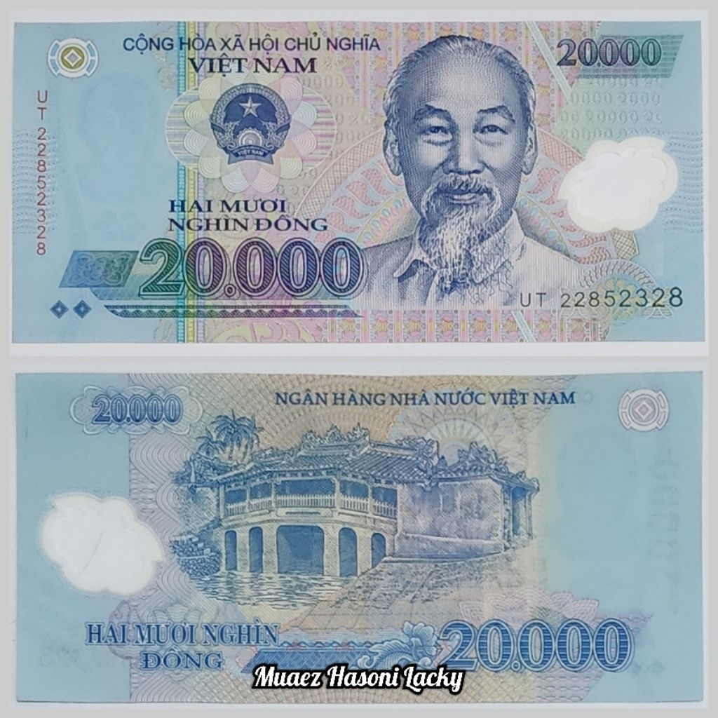 Koleksi Vietnam Dong Pecahan 20.000 Bahan Polymer Original