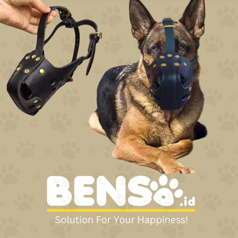 Alat Latih Anjing - Dog Muzzle Brongsong Anjing Anti Gigit Bahan Kulit Untuk Ras Anjing Medium Large