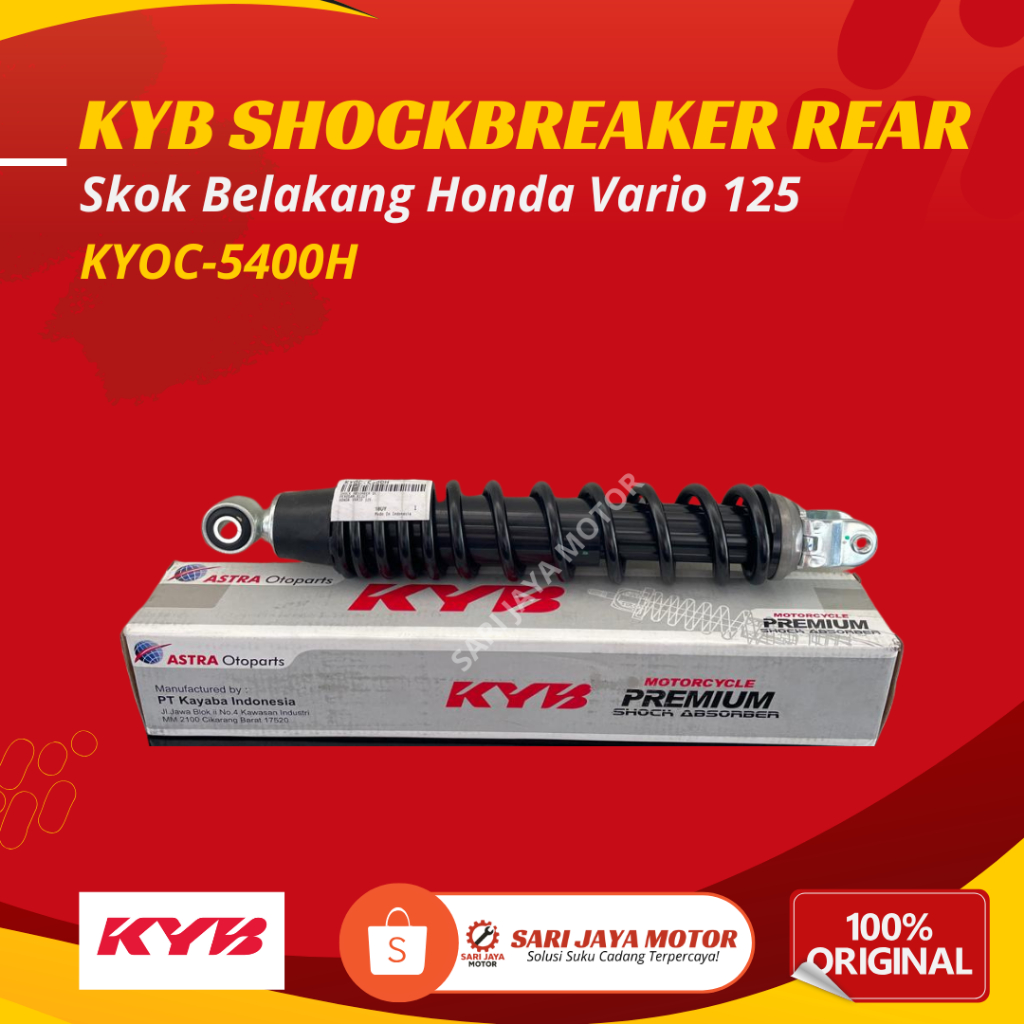 Shockbreaker Belakang KYB KYOC-5400H Honda Vario 125 Original Skok Kayaba Premium Absorber Hitam