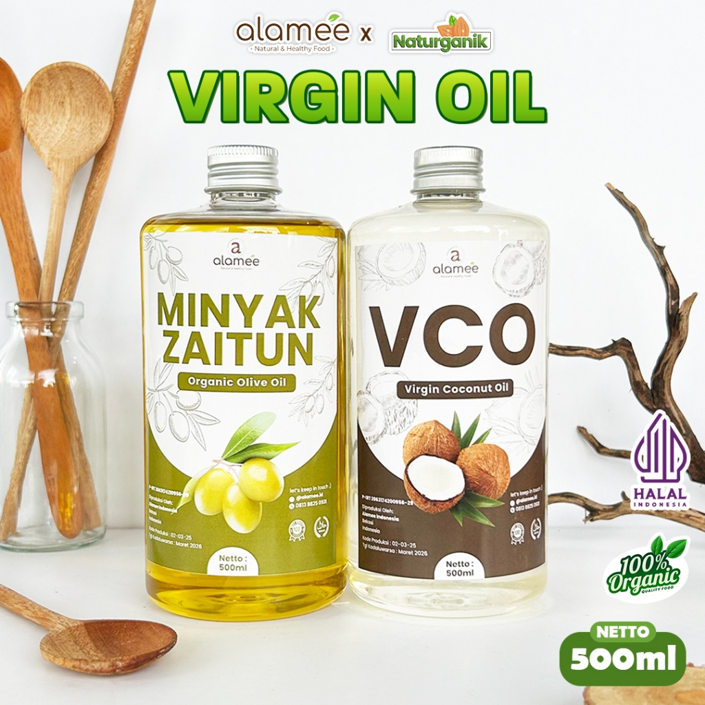 

alamee minyak alami 500ml berkualitas tinggi tanpa bahan kimia tambahan vco zaitun Naturganik